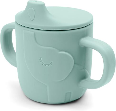 Done by Deer Peekaboo Spout Cup Elphee Blue - 2-in-1 Sippy Cup with Easy-Grip Handles - Shatterproof Food-Grade Silicone - Dishwasher Safe - Microwave and Freezer Safe in Saudi Arabia