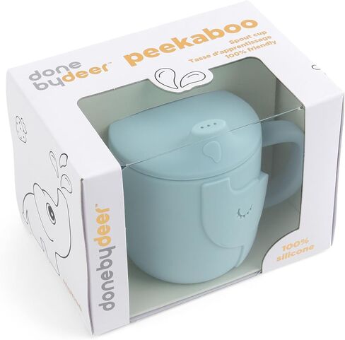 Done by Deer Peekaboo Spout Cup Elphee Blue - 2-in-1 Sippy Cup with Easy-Grip Handles - Shatterproof Food-Grade Silicone - Dishwasher Safe - Microwave and Freezer Safe in Saudi Arabia