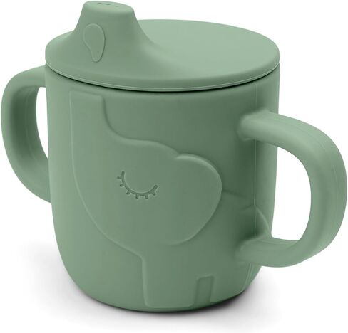 Done by Deer Peekaboo Spout Cup Elphee Blue - 2-in-1 Sippy Cup with Easy-Grip Handles - Shatterproof Food-Grade Silicone - Dishwasher Safe - Microwave and Freezer Safe in Saudi Arabia