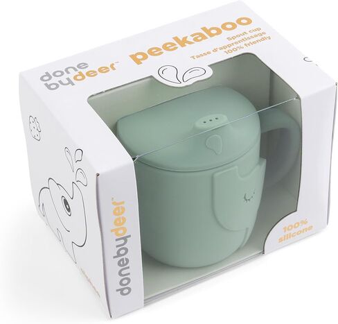 Done by Deer Peekaboo Spout Cup Elphee Blue - 2-in-1 Sippy Cup with Easy-Grip Handles - Shatterproof Food-Grade Silicone - Dishwasher Safe - Microwave and Freezer Safe in Saudi Arabia