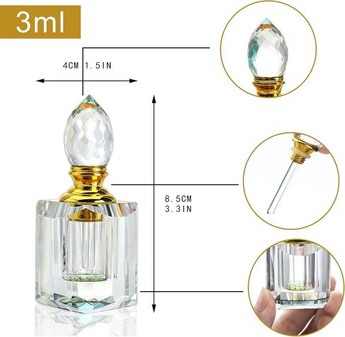 H&D HYALINE & DORA Handmade Clear Art Carved Crystal Empty Mini Refillable Perfume Bottle in Kuwait