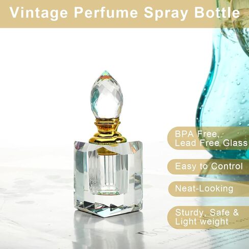 H&D HYALINE & DORA Handmade Clear Art Carved Crystal Empty Mini Refillable Perfume Bottle in Kuwait