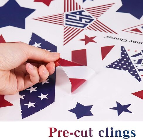 Bunny Chorus 4th of July Decorings Window Claings Decor، July Fourth Patriotic Decorations for Home Office School، USA Stars 4th of July Supplies Party Supplies 4 Large Sheets 84 ct in Kuwait