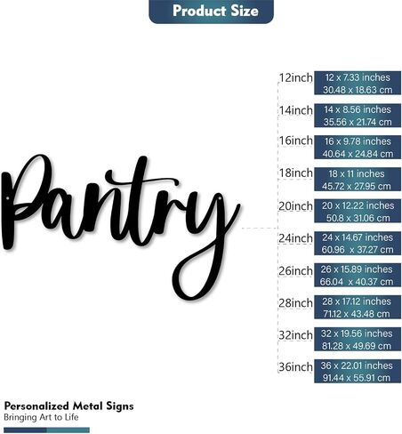 Pantry Word Sign Metal Wall Decor - 12"X7.4" Pantry Decor for Home Kitchen Restaurant Coffee Shop Store Farmhouse Wall Decor in Kuwait