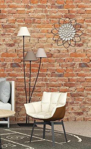 White wash white wood flower sculpture, surrounded by layered wire petals made of outline, portable for bedroom, kitchen, living room, bathroom, office, corridor, etc... (Washed white) in Kuwait