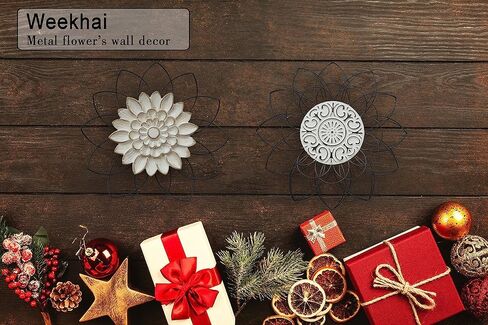 White wash white wood flower sculpture, surrounded by layered wire petals made of outline, portable for bedroom, kitchen, living room, bathroom, office, corridor, etc... (Washed white) in Kuwait