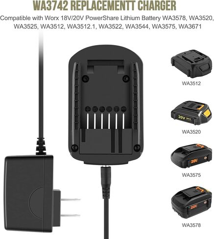 ADVTRONICS WA3742 Charger Compatible with Worx 20V Lithium Battery WA3520 WA3525 WA3578, Charger Replacement for Worx Battery Charger 20V WA3732 WA3875 WA3881 in Kuwait