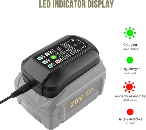 ADVTRONICS WA3742 Charger Compatible with Worx 20V Lithium Battery WA3520 WA3525 WA3578, Charger Replacement for Worx Battery Charger 20V WA3732 WA3875 WA3881 in Kuwait