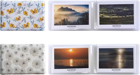 Small Photo Album 4x6, 2 Pack Packing, 64 Sturdy & Clear Inner Pockets For 4"x6" Photos, Soft Touch Vegan Leather Covers, Unique & Beautiful Printing (E) in Saudi Arabia