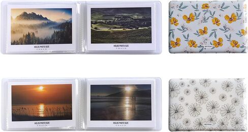 Small Photo Album 4x6, 2 Pack Packing, 64 Sturdy & Clear Inner Pockets For 4"x6" Photos, Soft Touch Vegan Leather Covers, Unique & Beautiful Printing (E) in Saudi Arabia