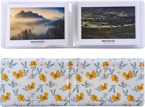 Small Photo Album 4x6, 2 Pack Packing, 64 Sturdy & Clear Inner Pockets For 4"x6" Photos, Soft Touch Vegan Leather Covers, Unique & Beautiful Printing (E) in Saudi Arabia