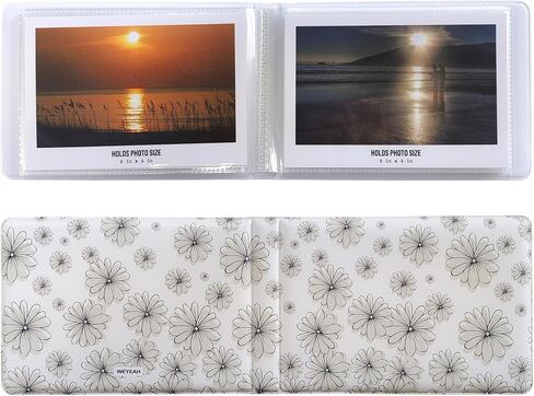 Small Photo Album 4x6, 2 Pack Packing, 64 Sturdy & Clear Inner Pockets For 4"x6" Photos, Soft Touch Vegan Leather Covers, Unique & Beautiful Printing (E) in Saudi Arabia