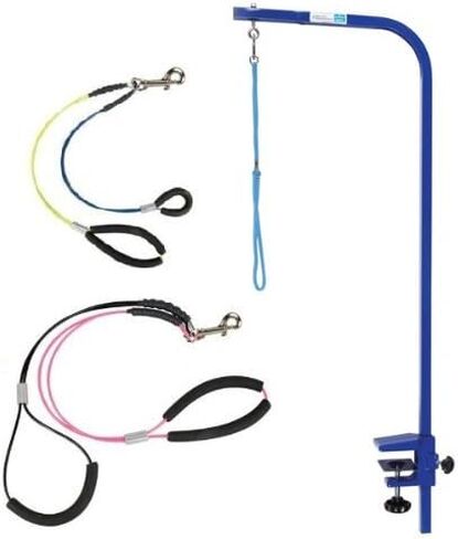 Downtown Pet Supply Dog Grooming Arm with Clamp and Grooming Loop, 1 Haunch, Black - Adjustable, Steel Grooming Table Arm with Table Clamp, No Sit Haunch Holder Dog Grooming Restraint and Loop in Saudi Arabia