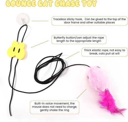 PAKESI 3 Pack Hanging Mouse Cat Toy for Indoor Cats,Cat Catching Mouse Toy, Interactive Cat Mice Toys for Indoor Cats Kittens Self Play Chase Exercise in Kuwait