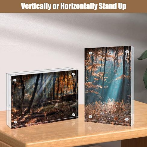 إطارات أكريليك Egofine 4x6 6 عبوات، إطارات صور شفافة بدون إطار بسمك 20 مم، إطارات صور مغناطيسية مزدوجة الجوانب، شاشة سطح مكتب قائمة بذاتها in Kuwait