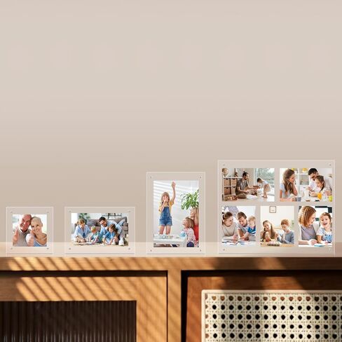 إطارات أكريليك Egofine 4x6 6 عبوات، إطارات صور شفافة بدون إطار بسمك 20 مم، إطارات صور مغناطيسية مزدوجة الجوانب، شاشة سطح مكتب قائمة بذاتها in Kuwait