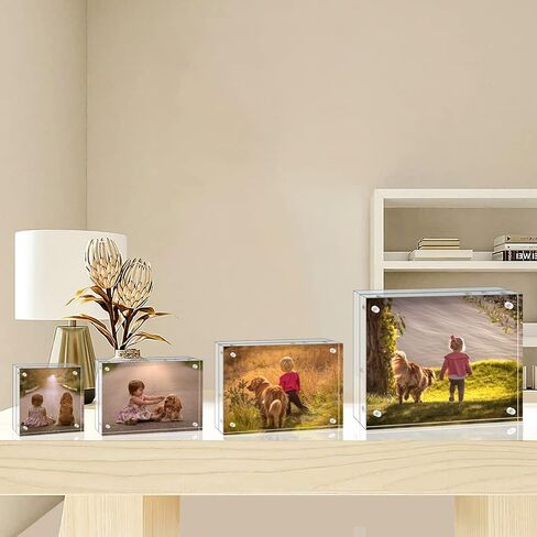 إطارات أكريليك Egofine 4x6 6 عبوات، إطارات صور شفافة بدون إطار بسمك 20 مم، إطارات صور مغناطيسية مزدوجة الجوانب، شاشة سطح مكتب قائمة بذاتها in Kuwait