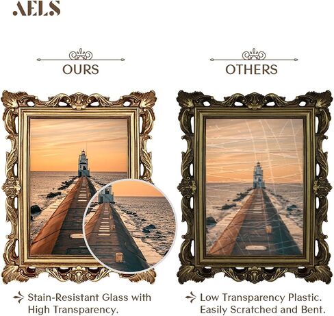 إطار صورة عتيق مقاس 4 × 6 بوصة من AELS، إطارات صور عتيقة أنيقة مع واجهة زجاجية، عرض للصور، تعليق على الحائط على سطح الطاولة، أفكار للهدايا in Kuwait