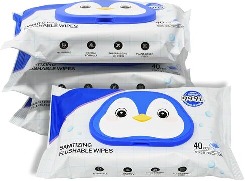 مناديل مبللة للاطفال، مناديل مبللة لحفاضات الاطفال الحساسة للعناية الطبيعية، لا تسبب الحساسية، 4 عبوات بغطاء قلاب (اجمالي 160 منديل) in Kuwait