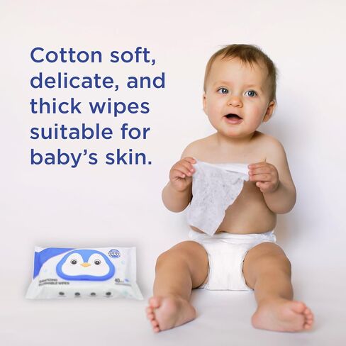 مناديل مبللة للاطفال، مناديل مبللة لحفاضات الاطفال الحساسة للعناية الطبيعية، لا تسبب الحساسية، 4 عبوات بغطاء قلاب (اجمالي 160 منديل) in Kuwait