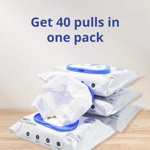 مناديل مبللة للاطفال، مناديل مبللة لحفاضات الاطفال الحساسة للعناية الطبيعية، لا تسبب الحساسية، 4 عبوات بغطاء قلاب (اجمالي 160 منديل) in Kuwait