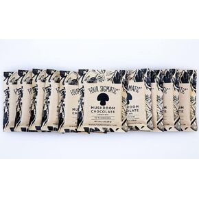 قالب شوكولاتة من مزيج الفطر من فور سيجماتيك، 77% شوكولاتة داكنة، إصدار محدود مع تشاجا، عرف الأسد، كورديسيبس، ريشي، 3 جرام فقط من السكر المضاف، 10 قطع in Kuwait