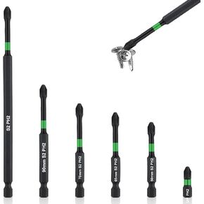 مجموعة رؤوس فيليبس مغناطيسية، 6 قطع من رؤوس فيليبس #2 لمفك البراغي المغناطيسي، رؤوس مثقاب فيليبس مغناطيسية 25-150 ملم، لقم سداسية 1/4 انش لمفك البراغي in Kuwait