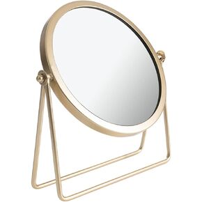 LONGSHENG - SINCE 2001 - Makeup Mirror Single Sided Vanity Mirror Vintage Metal Cosmetic Mirror Round Beauty Mirror Make Up Mirror 6.49inch for Dresser Vanity Table Desk - Gold in Kuwait