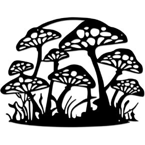 Large Metal Mushroom Wall Decor Hanging, Cute Black Metal Cutting Wall Art, 43 x 33 CM in Kuwait