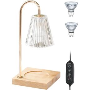 مصباح تدفئة الشموع من سينغرينج، مصباح كريستال ذوبان الشمع الإلكتروني الذهبي مع سطوع مؤقت قابل للتعديل لإذابة الشمع المعطر بجرة كبيرة مع لمبتين (شفاف) in Kuwait