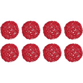 MECCANIXITY 4 Pcs Wicker Rattan Balls 3.9 Inch Rattan Decorative Balls for Centerpiece Bowls Vase Fillers Craft Home Decor Deep Green