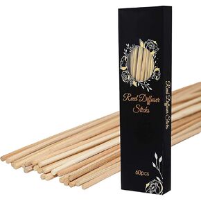 PEFSO - 60 PCS Reed Diffuser Sticks, Set of Natural Rattan Sticks, Refill Replacement for Fiber Reed Diffuser Stick, for Essential Oil Diffuser Refills (White/10.3"x2.1"x0.7") in Saudi Arabia