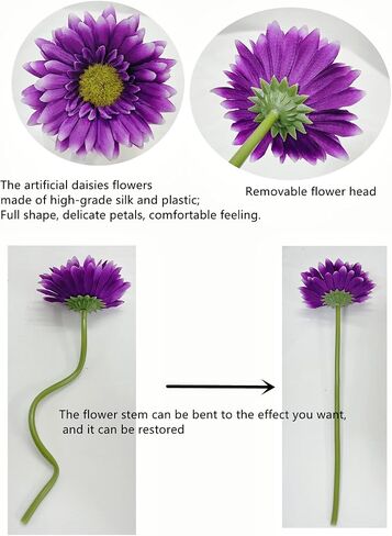 10PCS Artificial Daisy Artificial Flowers Gerbera Daisy Silk Flowers Faux Daisy Faux Flower for Party Home Kitchen Garden Wedding Decor(Cream White) in Saudi Arabia