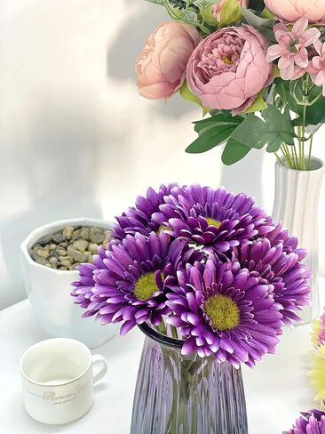 10PCS Artificial Daisy Artificial Flowers Gerbera Daisy Silk Flowers Faux Daisy Faux Flower for Party Home Kitchen Garden Wedding Decor(Cream White) in Saudi Arabia