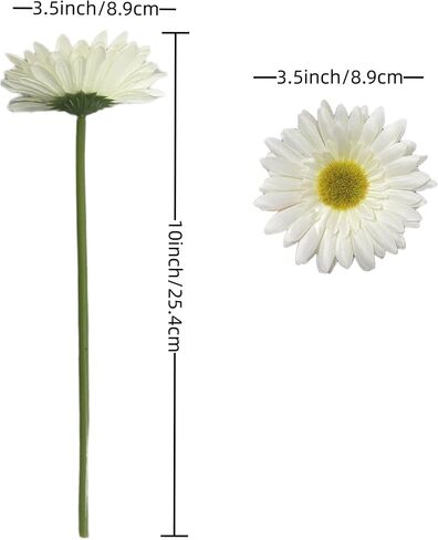 10PCS Artificial Daisy Artificial Flowers Gerbera Daisy Silk Flowers Faux Daisy Faux Flower for Party Home Kitchen Garden Wedding Decor(Cream White) in Saudi Arabia
