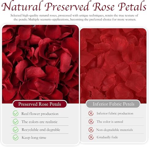 بتلات ورد حمراء حقيقية من كوسيكو، بتلات زهور مجففة حمراء محفوظة 1.75 اونصة لتزيين حفلات الزفاف وحفلات الزفاف وهدايا عيد الحب in Kuwait