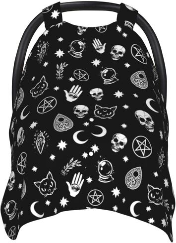 Mcewoel Goth Winter Car Seat Cover for Baby, Nursing Cover for Mom, Gothic Skull Baby Stuff Gifts for Boys Girls Shower in Kuwait