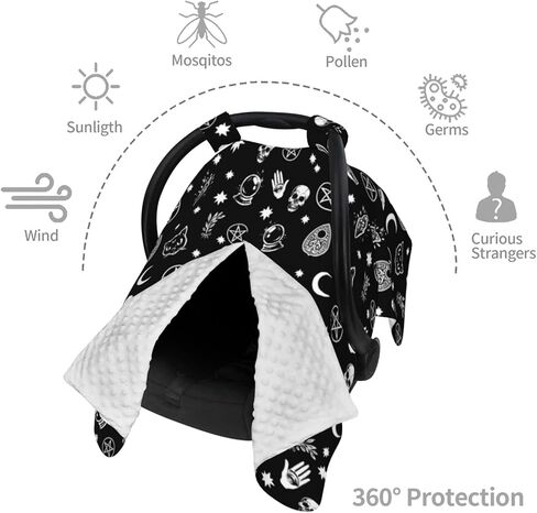 Mcewoel Goth Winter Car Seat Cover for Baby, Nursing Cover for Mom, Gothic Skull Baby Stuff Gifts for Boys Girls Shower in Kuwait