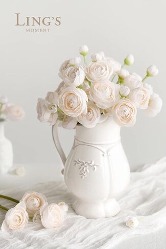 Ling's Moment Ranunculus Artificial Flower, Faux Silk Mini Ranunculus Flowers for DIY Bouquet, Bulk Fake Wedding Filler Flowers for Centerpieces Arrangements Bridal Shower Decorations, Citrus Orange in Saudi Arabia