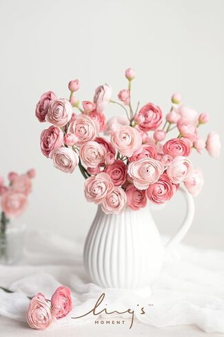 Ling's Moment Ranunculus Artificial Flower, Faux Silk Mini Ranunculus Flowers for DIY Bouquet, Bulk Fake Wedding Filler Flowers for Centerpieces Arrangements Bridal Shower Decorations, Citrus Orange in Saudi Arabia