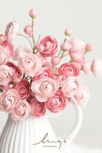 Ling's Moment Ranunculus Artificial Flower, Faux Silk Mini Ranunculus Flowers for DIY Bouquet, Bulk Fake Wedding Filler Flowers for Centerpieces Arrangements Bridal Shower Decorations, Citrus Orange in Saudi Arabia