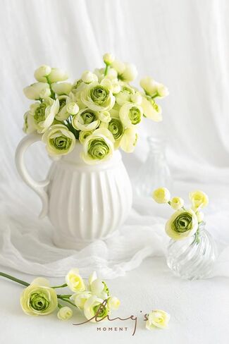Ling's Moment Ranunculus Artificial Flower, Faux Silk Mini Ranunculus Flowers for DIY Bouquet, Bulk Fake Wedding Filler Flowers for Centerpieces Arrangements Bridal Shower Decorations, Citrus Orange in Saudi Arabia