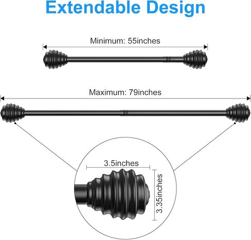 قضيب ستارة نافذة من 32 إلى 72 بوصة طول قابل للتعديل، مجموعة قضبان ستارة نافذة سوداء غير لامعة مقاس 1 بوصة مع أقواس، وقضبان ستائر شديدة التحمل، قضيب ستارة نافذة معدنية حديثة الربط in Kuwait