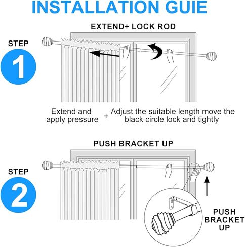 قضيب ستارة نافذة من 32 إلى 72 بوصة طول قابل للتعديل، مجموعة قضبان ستارة نافذة سوداء غير لامعة مقاس 1 بوصة مع أقواس، وقضبان ستائر شديدة التحمل، قضيب ستارة نافذة معدنية حديثة الربط in Kuwait