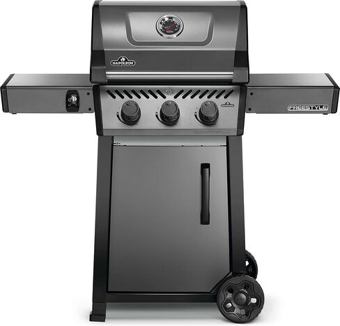 Napoleon Freestyle 365 Propane Gas BBQ Grill - F365DPGT - Barbecue Gas Cart, With 3 Burners, Folding Side Shelves, Instant Failsafe Ignition, Porcelain Coated Cast Iron Cooking Grids in Kuwait