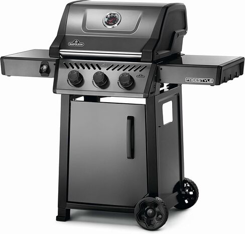 Napoleon Freestyle 365 Propane Gas BBQ Grill - F365DPGT - Barbecue Gas Cart, With 3 Burners, Folding Side Shelves, Instant Failsafe Ignition, Porcelain Coated Cast Iron Cooking Grids in Kuwait