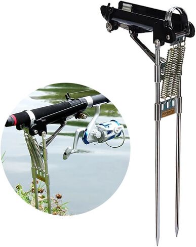 Automatic Fishing Rod Holder, Double Spring Stainless Steel for Ground Support Fishing Brackets for Fishing on Lakes, Ponds and Rivers-1 Pack in Kuwait