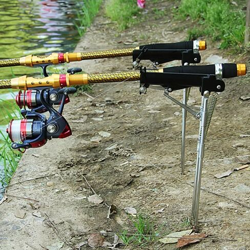Automatic Fishing Rod Holder, Double Spring Stainless Steel for Ground Support Fishing Brackets for Fishing on Lakes, Ponds and Rivers-1 Pack in Kuwait