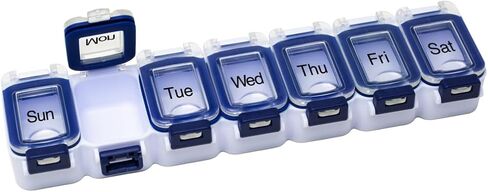 EZY DOSE Weekly (7-Day) Pill Planner, Medicine Case, Vitamin Organizer Box, Waterproof Locking Compartments to Secure Prescription Medication and Prevent Accidental Spilling, Blue in Saudi Arabia