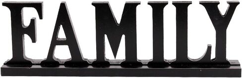 Rustic Wood Family Sign for Home Decor, Decorative Wooden Cutout Word Decor Freestanding Family Tabletop Decor, 16.5" X 5" Black Family Block Letters Sign Family Mantel Fireplace Decor in Kuwait